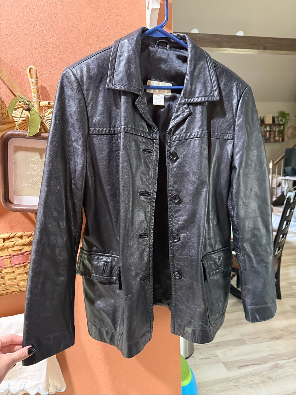 Paradox Black Leather Button-Front Women’s Jacket